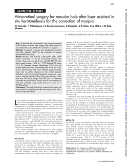 Vitreoretinal Surgery for Macular Hole After Laser Assisted in Situ