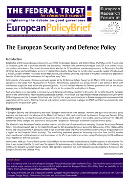 The European Security and Defence Policy
