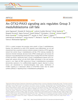 An OTX2-PAX3 Signaling Axis Regulates Group 3 Medulloblastoma Cell Fate