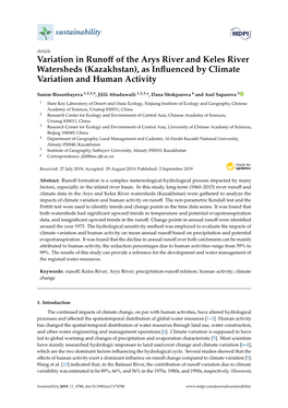 Kazakhstan), As Inﬂuenced by Climate Variation and Human Activity