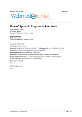 Role of Systemic Enzymes in Infections