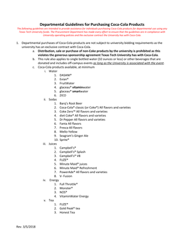 Departmental Guidelines for Purchasing Coca-Cola Products