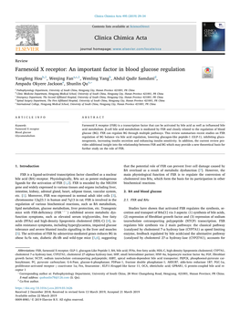 Farnesoid X Receptor an Important Factor in Blood Glucose Regulation