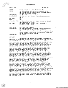 California Perspectives: an Anthology from the California Tomorrow Education for a Diverse Society Project, Fall 1991, Volume 2