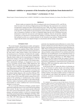 Methanol—Inhibitor Or Promoter of the Formation of Gas Hydrates from Deuterated Ice?