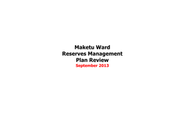 Maketu Ward Reserves Management Plan Review September 2013