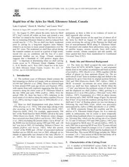 Rapid Loss of the Ayles Ice Shelf, Ellesmere Island, Canada Luke Copland,1 Derek R