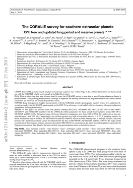 The CORALIE Survey for Southern Extrasolar Planets XVII