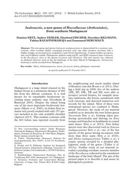 Isalonactis, a New Genus of Roccellaceae (Arthoniales), from Southern Madagascar