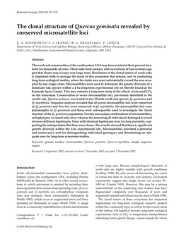 The Clonal Structure of Quercus Geminata Revealed by Conserved