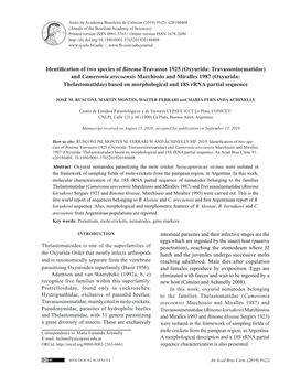 Identification of Two Species of Binema Travassos 1925 (Oxyurida