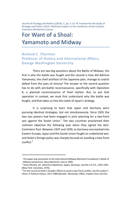 For Want of a Shoal: Yamamoto and Midway