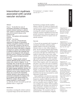 Intermittent Mydriasis Associated with Carotid Vascular Occlusion