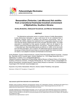 Fish Otoliths from a Transitional Freshwater-Brackish Environment of Mykhailivka, Southern Ukraine