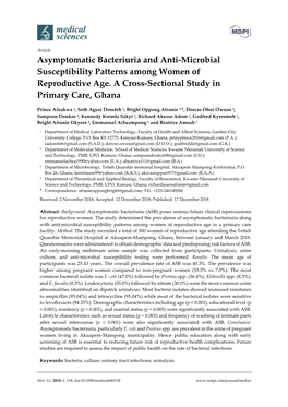 Asymptomatic Bacteriuria and Anti-Microbial Susceptibility Patterns Among Women of Reproductive Age