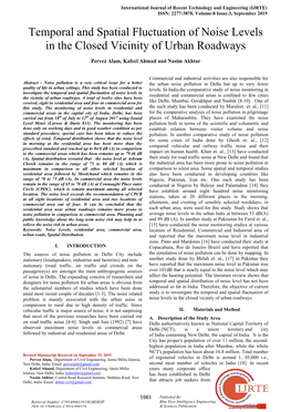 Temporal and Spatial Fluctuation of Noise Levels in the Closed Vicinity of Urban Roadways