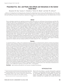 Prescribed Fire, Soil, and Plants: Burn Effects and Interactions in the Central Great Basin Benjamin M