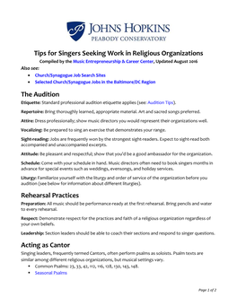 Tips for Singers Seeking Work in Religious Organizations The