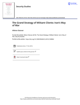 The Grand Strategy of Militant Clients: Iran's Way Of
