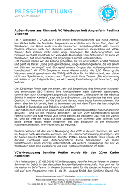 PRESSEMITTEILUNG Vom VC Wiesbaden