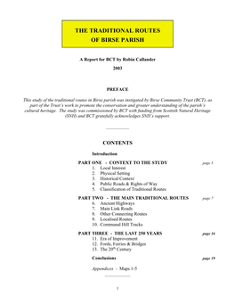 The Traditional Routes of Birse Parish