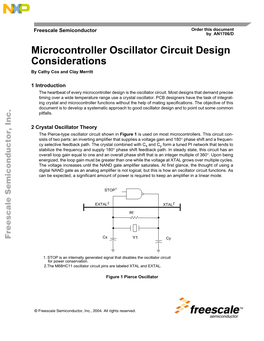 Microcontroller Oscillator Circuit Design Considerations by Cathy Cox and Clay Merritt