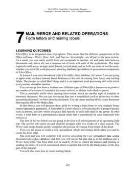 7 Mail Merge and Related Operations