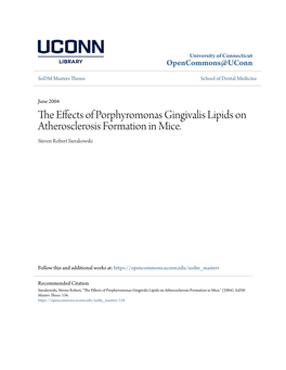 The Effects of Porphyromonas Gingivalis Lipids on Atherosclerosis Formation in Mice.