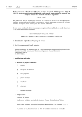 Publicación Solicitud Modificación Pliego De Condiciones (DOUE C