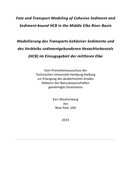 Fate and Transport Modeling of Cohesive Sediment and Sediment-Bound HCB in the Middle Elbe River Basin