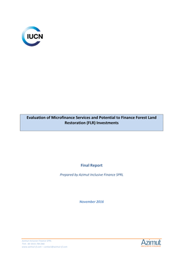Evaluation of Microfinance Services and Potential to Finance Forest Land Restoration (FLR) Investments