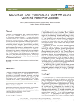Non-Cirrhotic Portal Hypertension in a Patient with Colonic Carcinoma Treated with Oxaliplatin