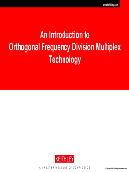 An Introduction to Orthogonal Frequency Division Multiplex Technology