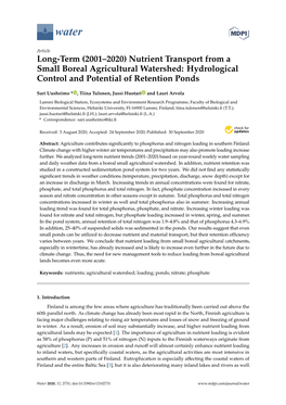 Nutrient Transport from a Small Boreal Agricultural Watershed: Hydrological Control and Potential of Retention Ponds