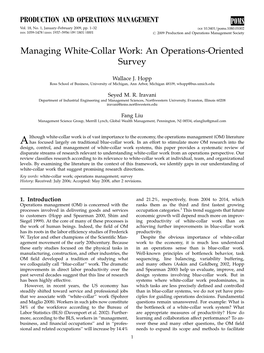 Managing White-Collar Work: an Operations-Oriented Survey