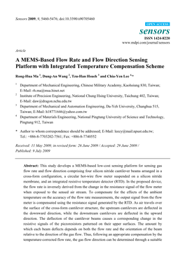 A MEMS-Based Flow Rate and Flow Direction Sensing Platform with Integrated Temperature Compensation Scheme