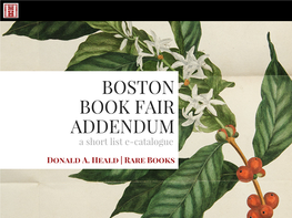 BOSTON BOOK FAIR ADDENDUM a Short List E-Catalogue