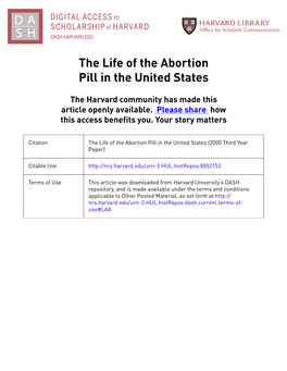 The Life of the Abortion Pill in the United States
