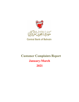 Customer Complaints Report January-March 2021