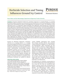 Herbicide Selection and Timing Influences Ground Ivy Control