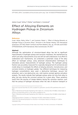 Effect of Alloying Elements on Hydrogen Pickup in Zirconium Alloys