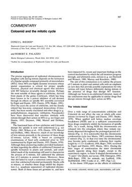 Colcemid and the Mitotic Cycle