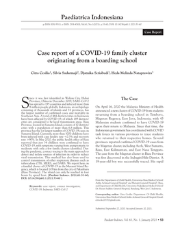 Case Report of a COVID-19 Family Cluster Originating from a Boarding School
