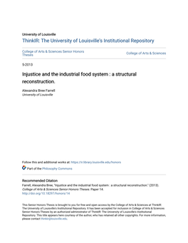 Injustice and the Industrial Food System : a Structural Reconstruction