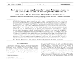 Influence of Morphometry and Biomechanics on Diet Selection in Three Portunid Crabs