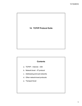 14. TCP/IP Protocol Suite Contents