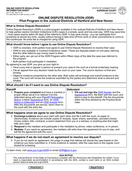 Online Dispute Resolution Information Sheet