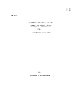 A Comparison Op Existing Enthalpy Correlations For