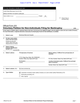 Voluntary Petition for Non-Individuals Filing for Bankruptcy 4/16 If More Space Is Needed, Attach a Separate Sheet to This Form