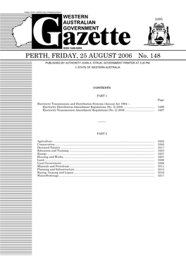 PERTH, FRIDAY, 25 AUGUST 2006 No. 148 PUBLISHED by AUTHORITY JOHN A
